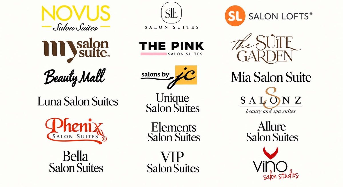 Logos of the salon suite communities Silvia works with